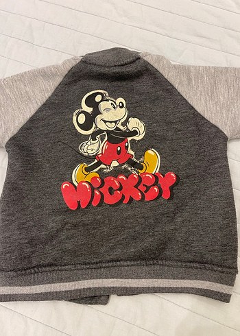Gri Mickey Mouse Baskılı Erkek Çocuk Ceket - Görsel 2