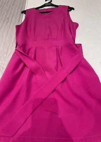 Pembe Midi Drapeli Kadın Elbise - Görsel 2