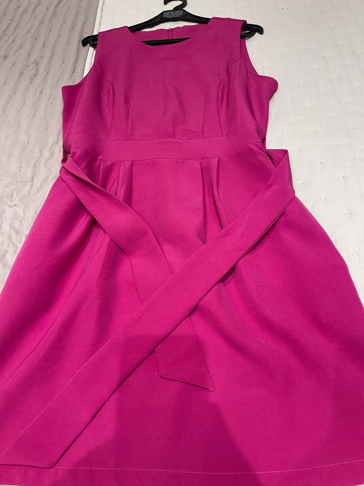 Pembe Midi Drapeli Kadın Elbise - Görsel 2