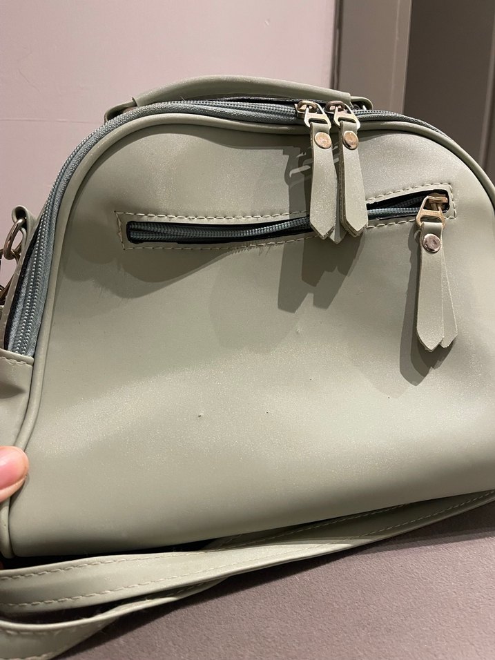 Minimalist Kadın  Deri Görünümlü Mint Rengi Çanta - Görsel 2