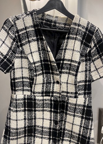 Siyah beyaz ekose elbise - Görsel 2