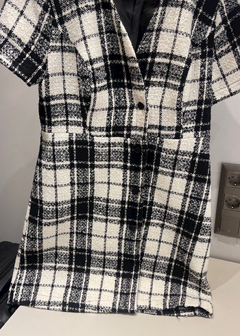 Siyah beyaz ekose elbise - Görsel 3