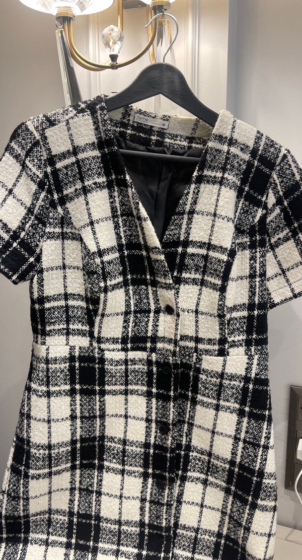 Siyah beyaz ekose elbise - Görsel 2