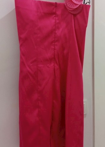 Pembe Drapeli Tek Omuz Abiye Elbise - Görsel 3