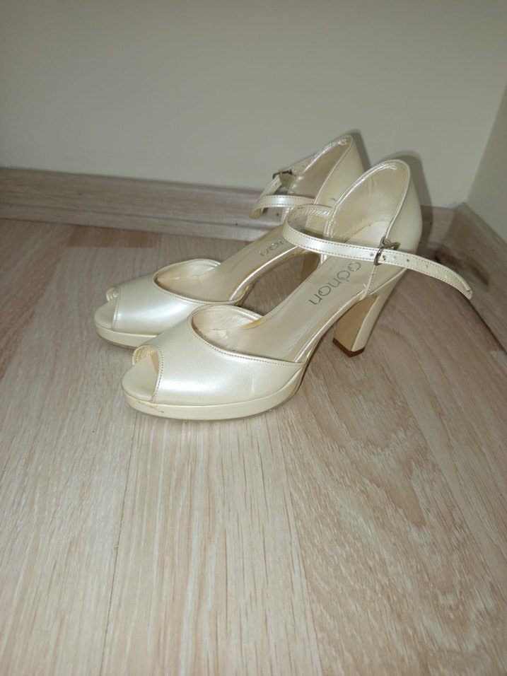 Bej Tokalı Kadın Topuklu Abiye Ayakkabı - Görsel 2