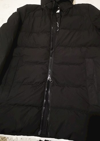 Siyah Fermuarlı erkek Kışlık Midi Mont - Görsel 6