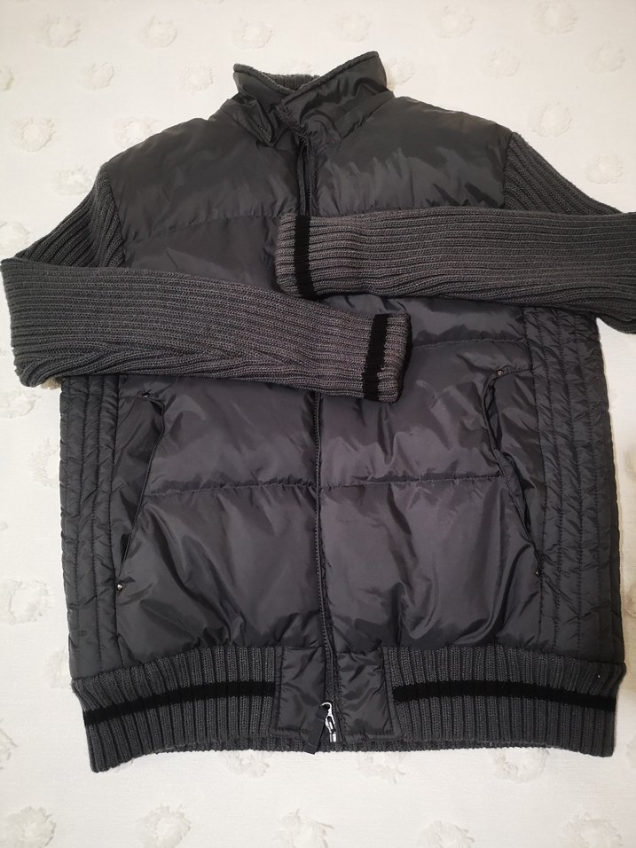 Fermuarlı gri Erkek Mont - Görsel 2