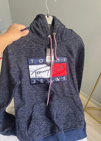 Tommy Hilfiger Tommy Jeans Gri Denim Kapüşonlu Sweatshirt
