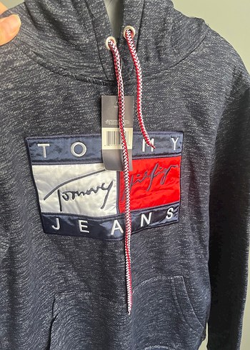 s Beden Tommy Jeans Gri Denim Kapüşonlu Sweatshirt