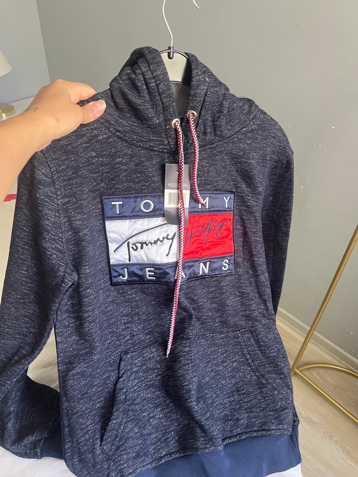 Tommy Jeans Gri Denim Kapüşonlu Sweatshirt - Görsel 2