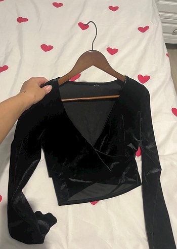 s Beden siyah Renk Siyah Süet V Yakalı Düğmeli Gotik Bluz
