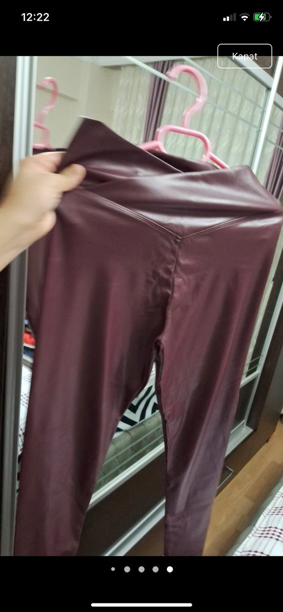 Bordo deri tayt - Görsel 2