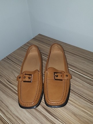 Camel hakiki deri loafer ayakkabı