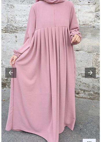 Piliseli Pembe Uzun Kollu Kadın Elbise