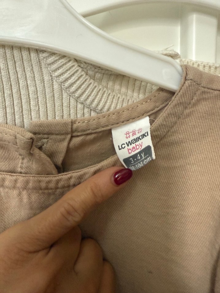 Bej Kız Çocuk Triko Elbise - Görsel 4