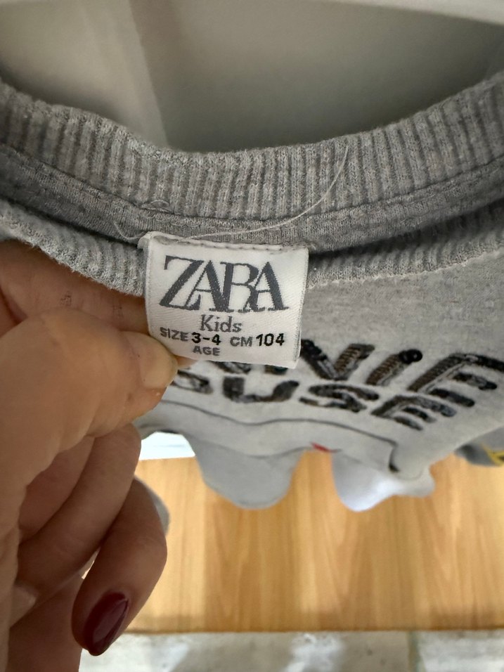 Kız Çocuk Gri Baskılı Fermuarlı sweatelbise - Görsel 3