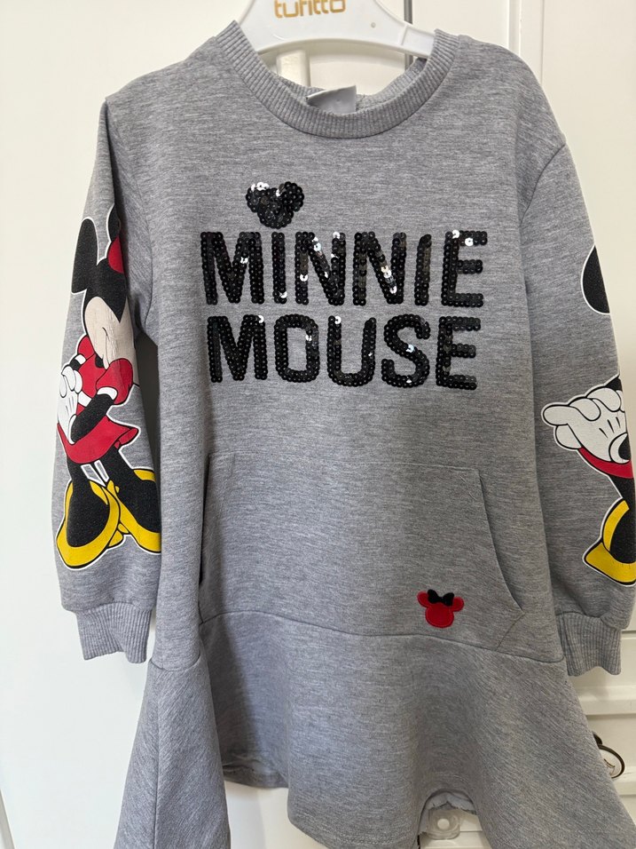 Kız Çocuk Gri Baskılı Fermuarlı sweatelbise - Görsel 2