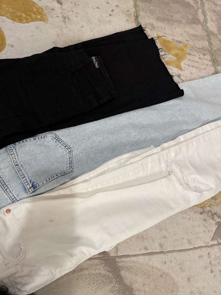 Kot pantalon xxs uyumlu esnek kumaş siyah beyaz - Görsel 2