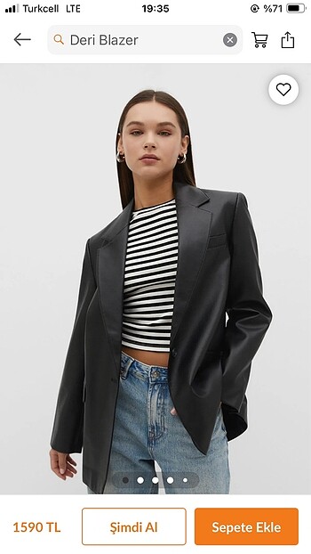 s Beden bershka siyah deri blazer