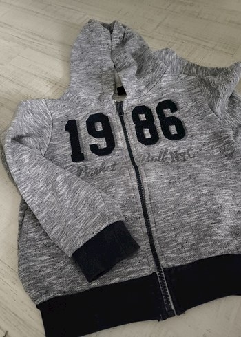 4 Yaş Beden Erkek Çocuk Gri Fermuarlı Sweatshirt
