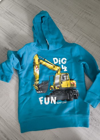 5 Yaş Beden mavi Renk Kapüşonlu Erkek Çocuk Renkli Baskılı Sweatshirt