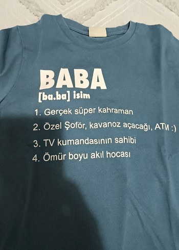 5 Yaş Beden mavi Renk Baba Yazılı Mavi Erkek Çocuk Tişörtü