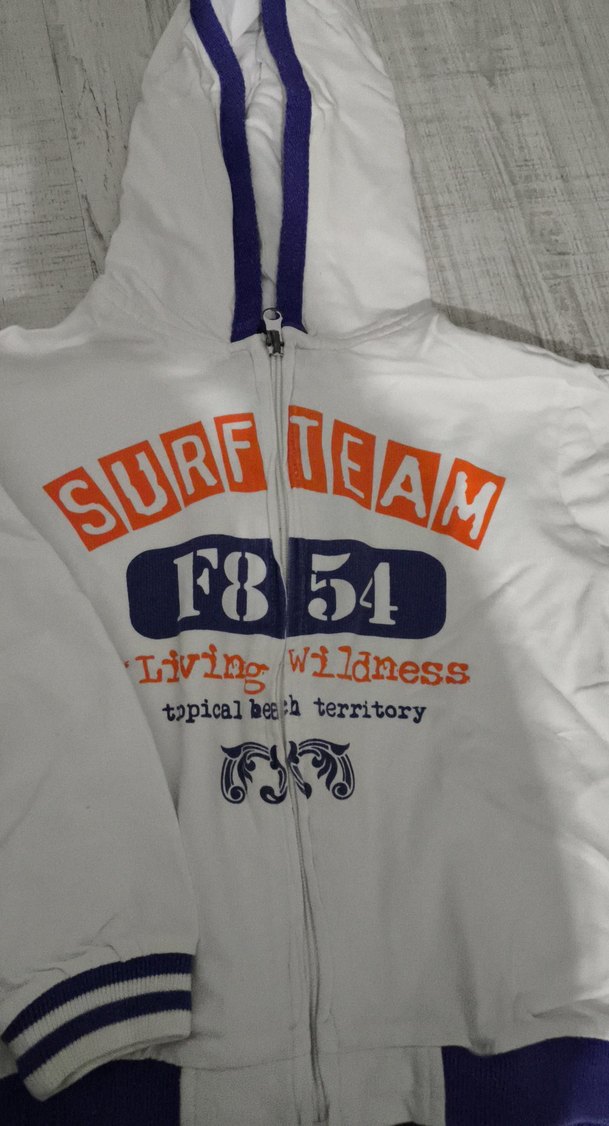 Kapüşonlu Beyaz Baskılı Erkek Çocuk Ceket - Görsel 4