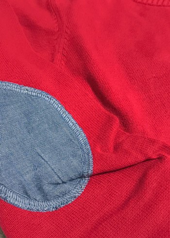 Erkek çocuk  Kırmızı V Yaka Örgü Kazak - Görsel 4