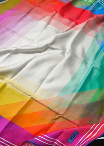 Renkli İpek Kadın Fular - Görsel 3