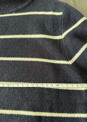 Mavi Çizgili Boğazlı Kadın Kazak - Görsel 3