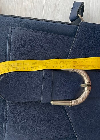 Lacivert  Deri Kadın Çanta Metal Tokalı - Görsel 6