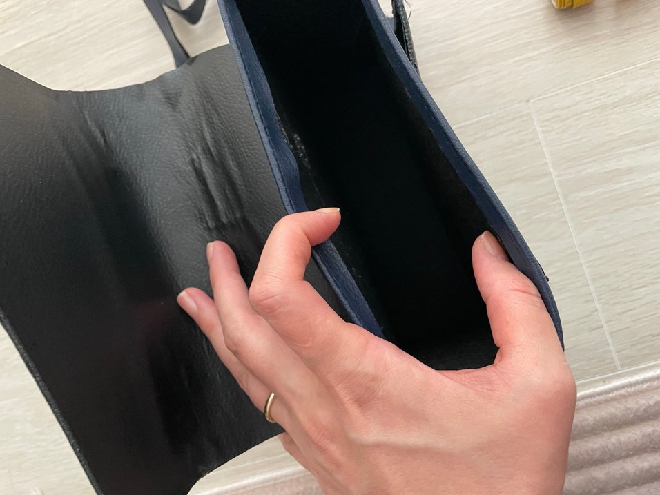 Lacivert  Deri Kadın Çanta Metal Tokalı - Görsel 3