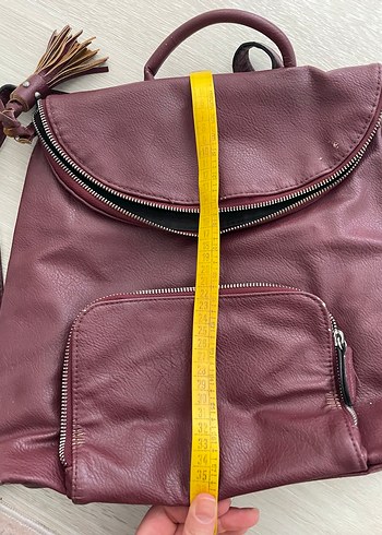 Bordo Deri Kadın Sırt Çantası - Görsel 4