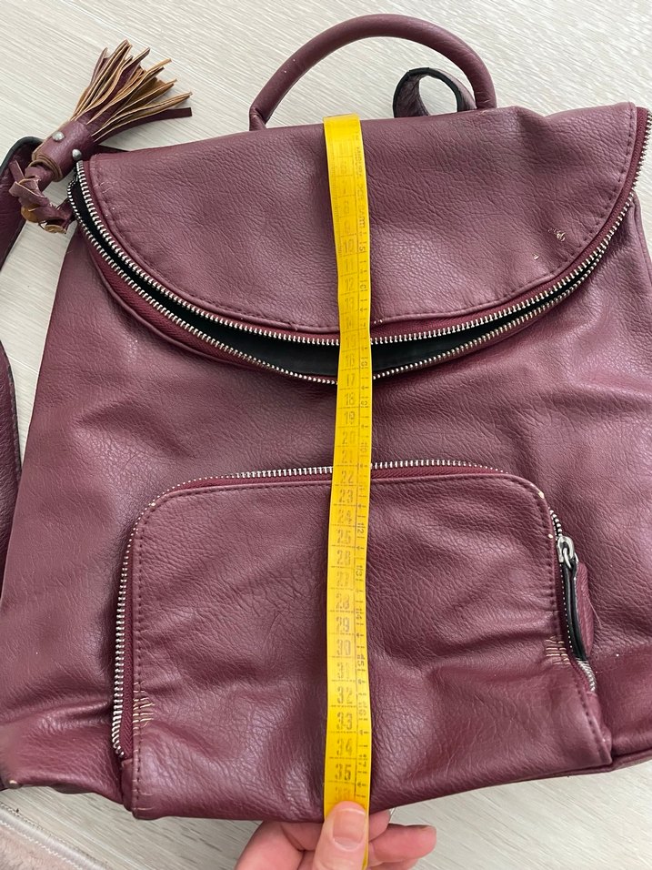 Bordo Deri Kadın Sırt Çantası - Görsel 4