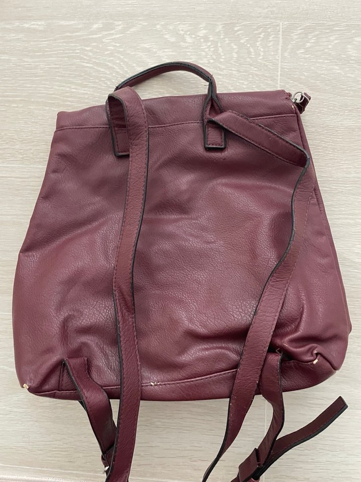 Bordo Deri Kadın Sırt Çantası - Görsel 2