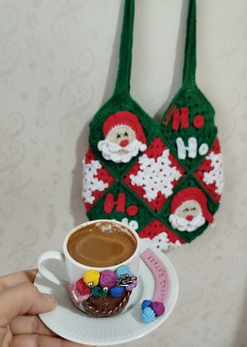 Noel yeniyıl Örgü tasarım bohem Çanta - Görsel 5