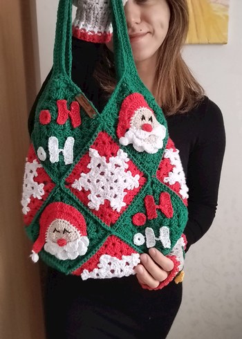 Noel yeniyıl Örgü tasarım bohem Çanta - Görsel 2