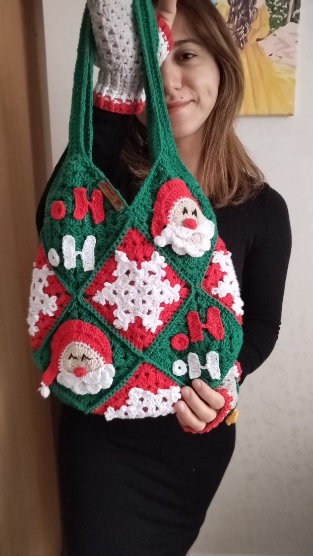 Noel yeniyıl Örgü tasarım bohem Çanta - Görsel 2