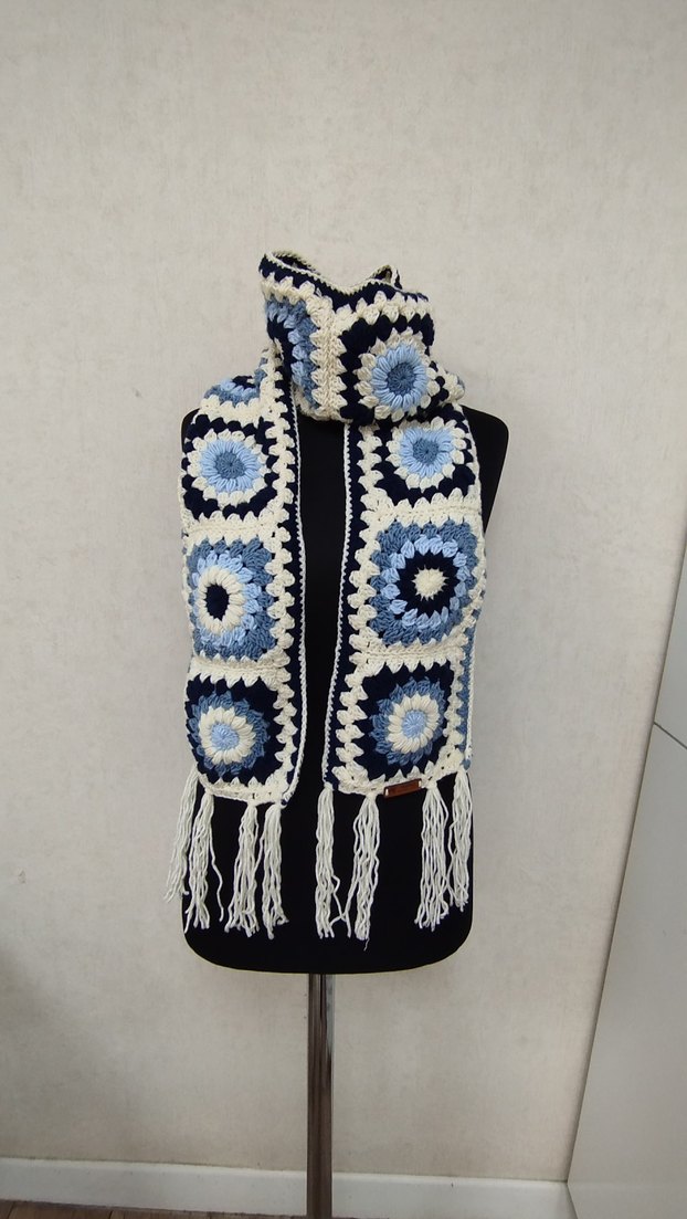 Kadın Çok Renkli Örgü Bohem Şal - Görsel 2