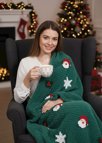 Nakışlı Çok Renkli Yumuşak Battaniye - Görsel 3