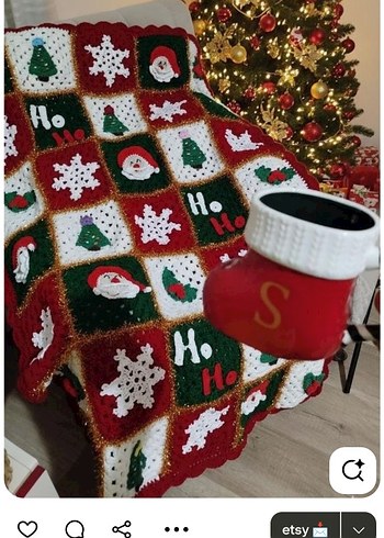 Çok Renkli Nakışlı Yılbaşı Battaniyesi - Görsel 2