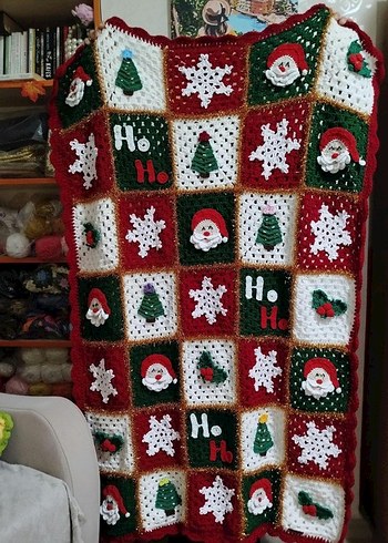 Çok Renkli Nakışlı Yılbaşı Battaniyesi - Görsel 7