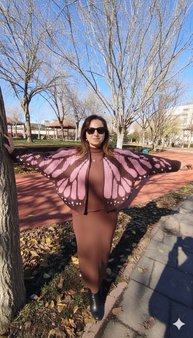 Butterfly (kelebek) örgü Hırka - Görsel 4