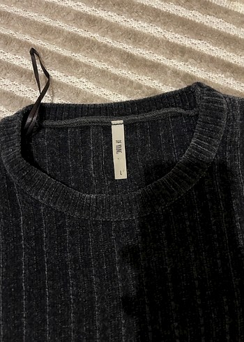 Gri Crop Triko Uzun Kollu Kadın Kazak - Görsel 2