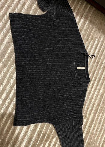 Gri Crop Triko Uzun Kollu Kadın Kazak - Görsel 3