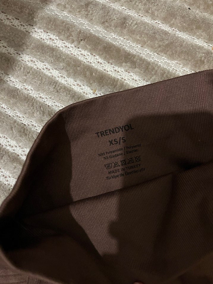 Kadın Kahverengi Pileli Normal Boy Tayt - Görsel 3