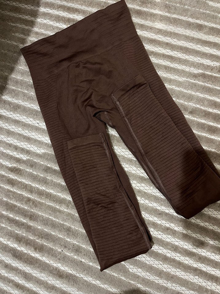 Kadın Kahverengi Pileli Normal Boy Tayt - Görsel 2