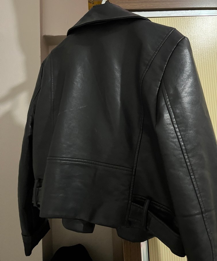 Siyah Deri Biker Ceket - Görsel 3