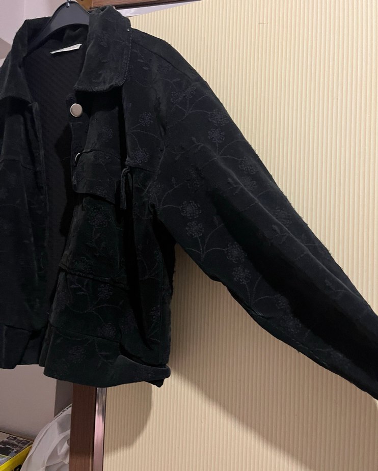 Düğmeli Siyah Süet Kadın Ceket - Görsel 3