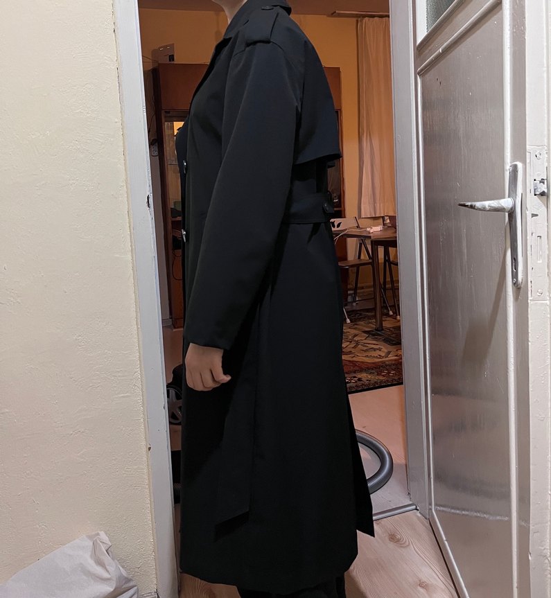 Zara S BEDEN TRENÇKOT Kemerli Siyah Kadın Uzun Trençkot - Görsel 3